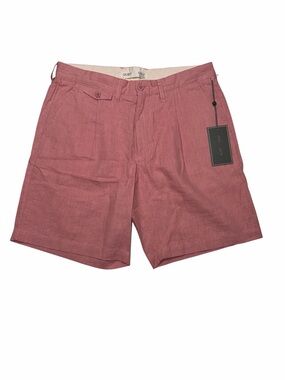 Quiet Golf Monogram Player Twill Linen Blend 7" Shorts Mens Small Pink NEW